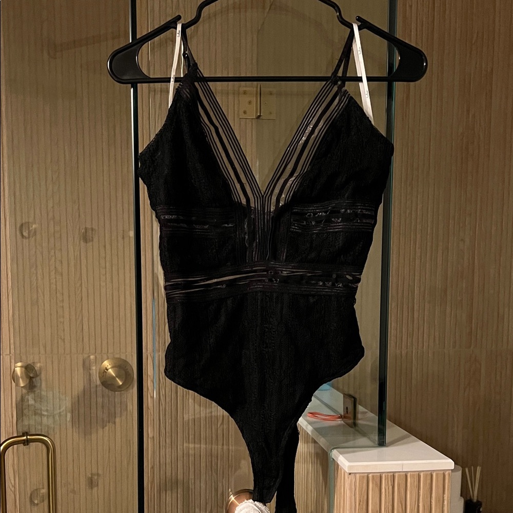 Lulu's Black Lace Bodysuit